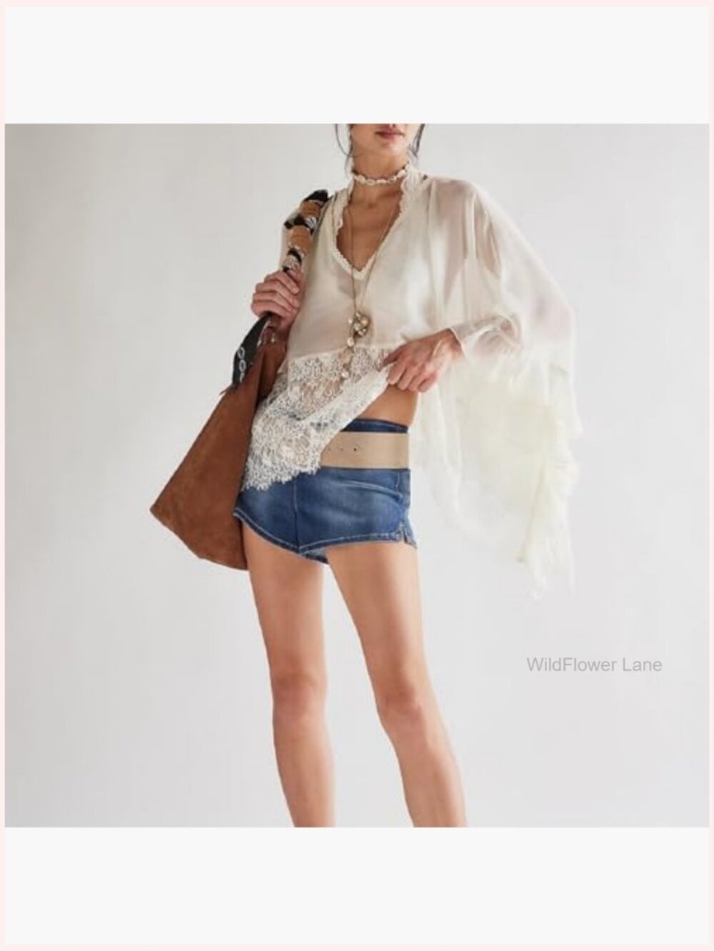 Lace Poncho Top Y2k Batwing Sleeve Sheer See Through Chiffon Blouse Loose - Picture 5 of 7